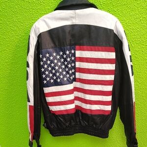 Men's Black and White American Flag Jacket